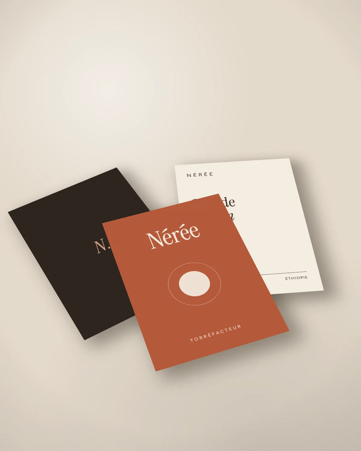 Flyers de la marque fictive Nérée, torréfacteur