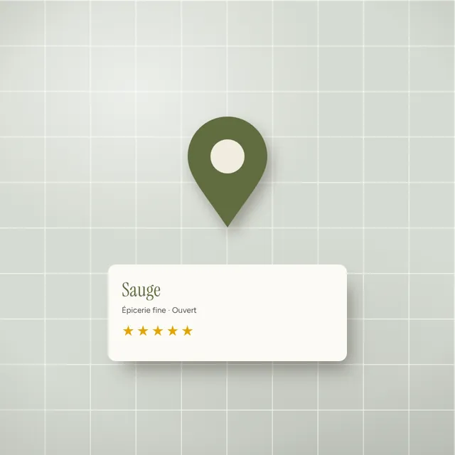 Visibilité locale : fiche Google et référencement, visuel d'illustration pour une marque fictive