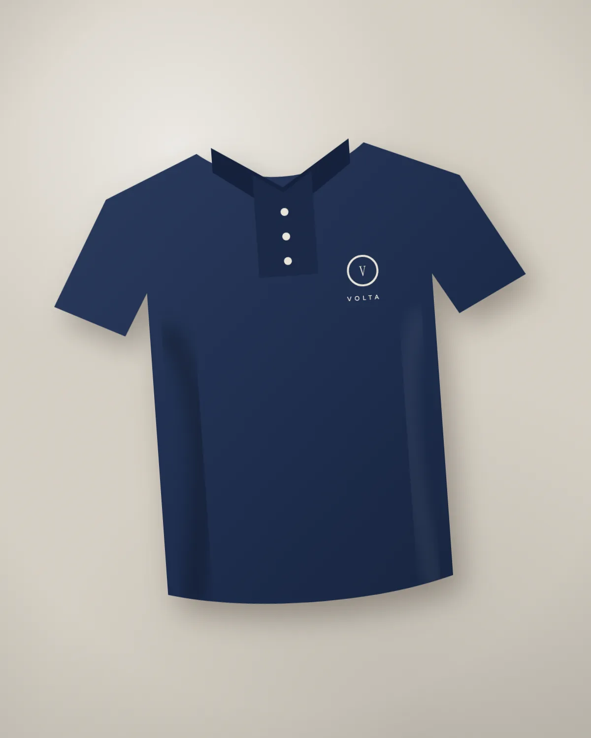 Polo bleu nuit brodé du logo d'une marque fictive