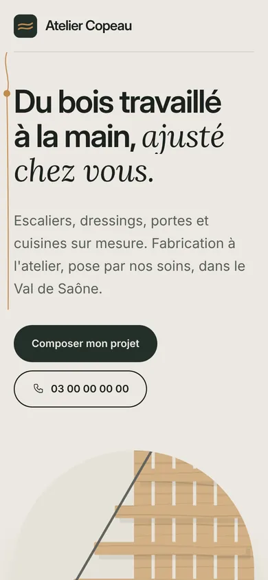 Aperçu du modèle Menuisier, agenceur sur téléphone