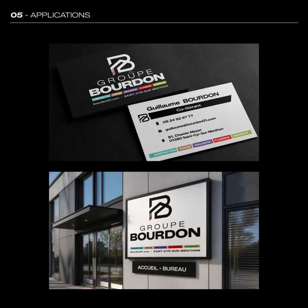 Logo principal et déclinaisons du Groupe Bourdon