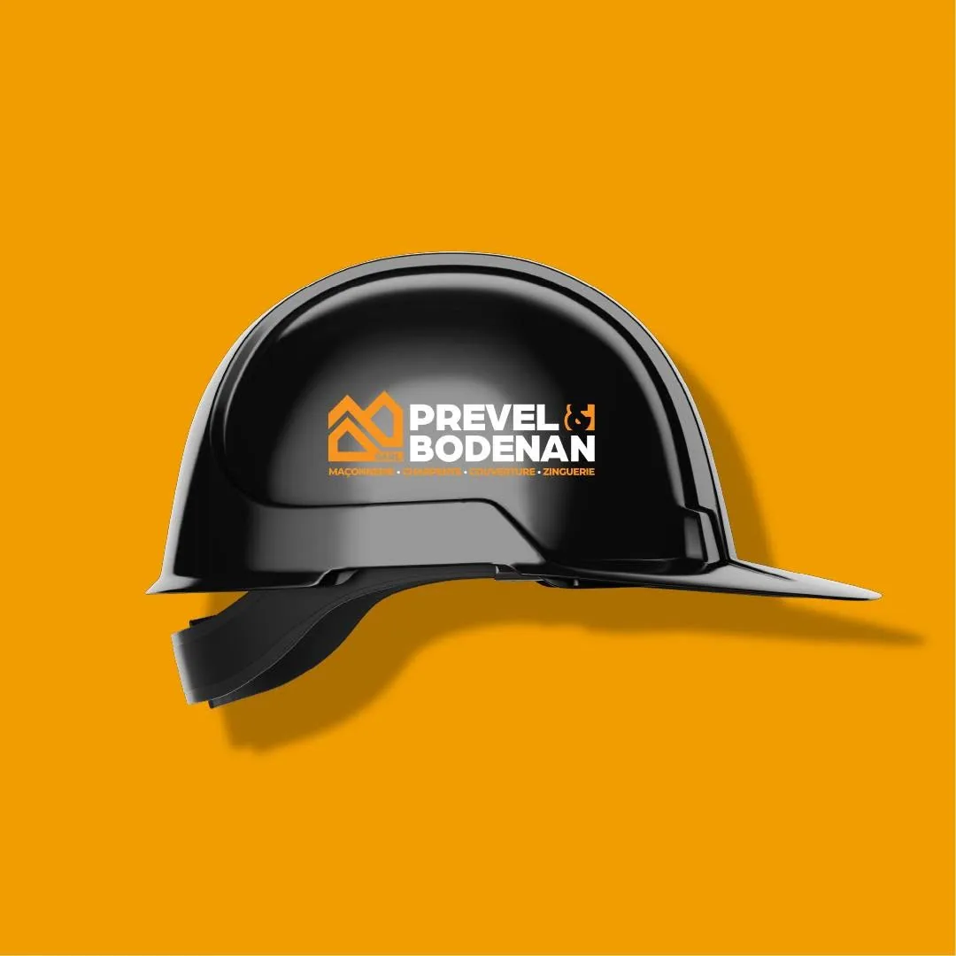 Casque de chantier au logo Prevel & Bodenan