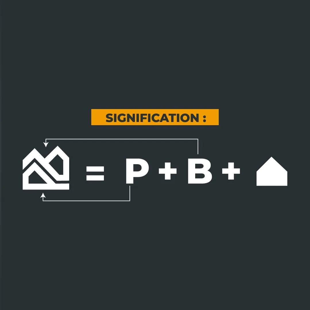 Signification du logo Prevel & Bodenan : P + B + maison