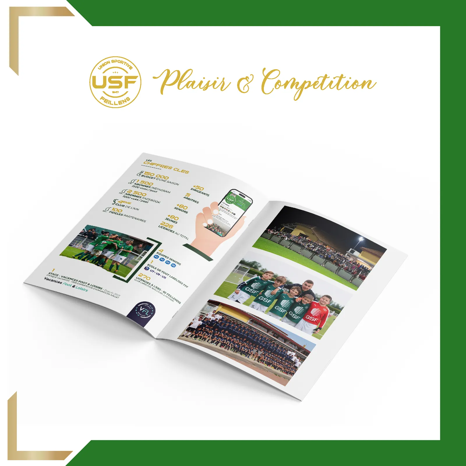 Double page de la brochure partenaires de l'Union Sportive Feillens